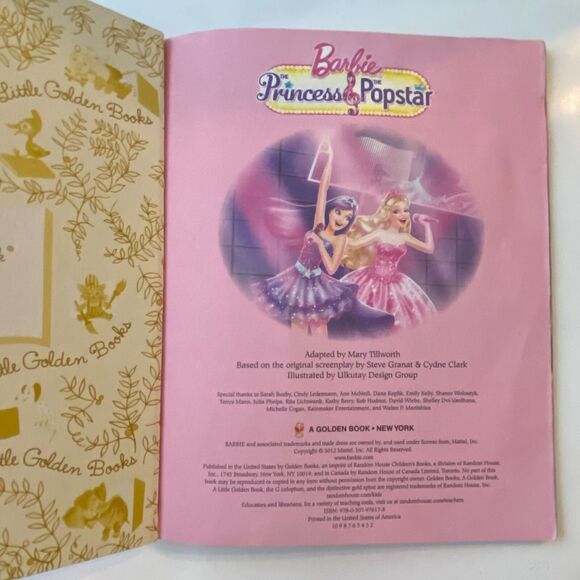 Little Golden Book Barbie Princess and Popstar 2012 Hardcover LGB - Picture 4 of 9